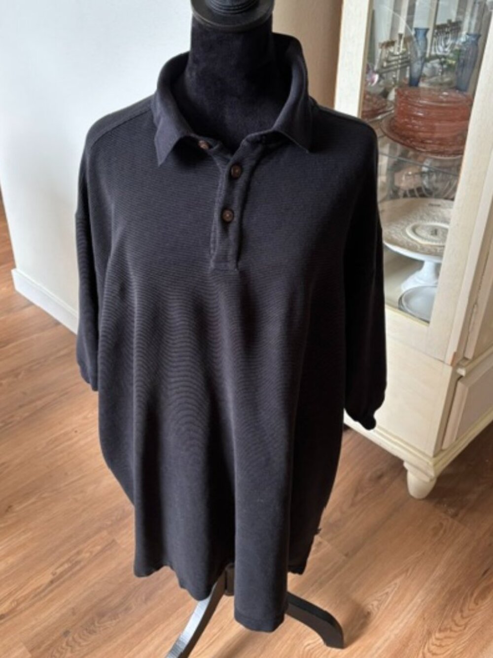 Tommy Bahama Mens Black Silk Blend Short Sleeve Polo Shirt XXL